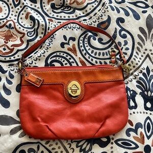 COACH Stylish Rare Orange Leather Women's Bag. Some stains on back side